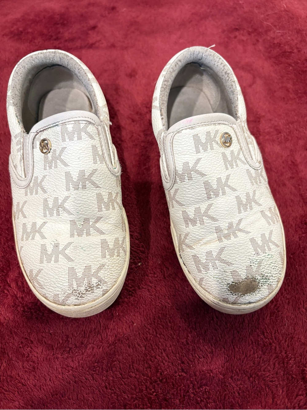 Michael Kors Kids Ivory Logo Slip-On Sneakers